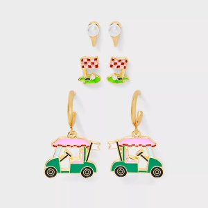 SUGARFIX by BaubleBar Hole-In-One Earring Set 3pc - Gold